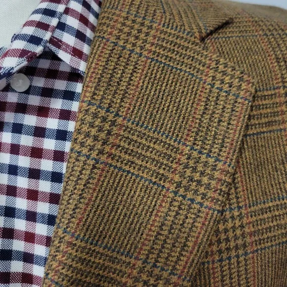 Irvine Park Men's Tweed Sport Coat Blazer Two‎ Button Brown Plaid Multicolor 40R